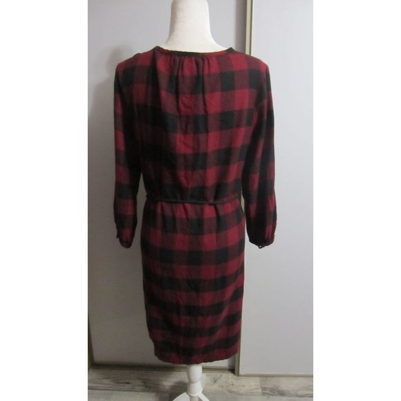 Bass Large Checkered Plaid Belted Cottage Casual Cozy Comfy Dress - Picture 3 of 4